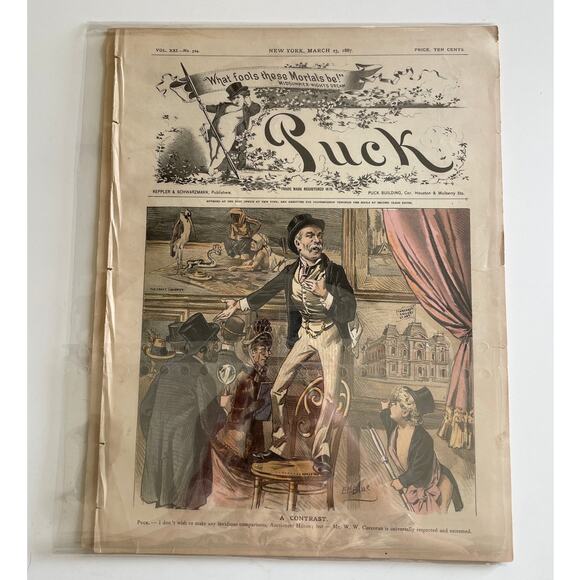 ORIGINAL PUCK Humor Magazine March 23 1887 - Antique, full, excellent condition - Picture 1 of 4
